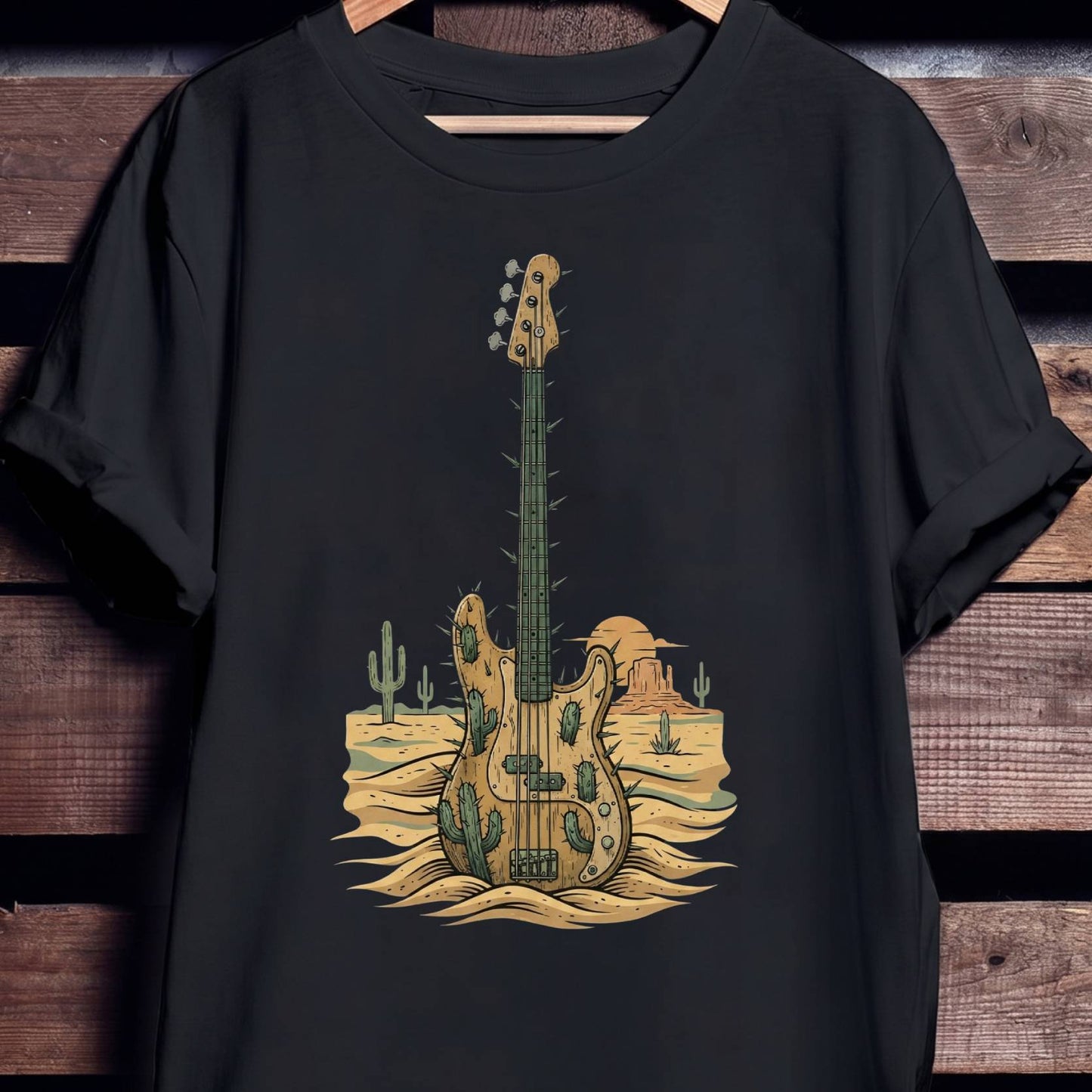 Cactus Desert Bass Guitar Tee - Unisex Standard T-Shirt