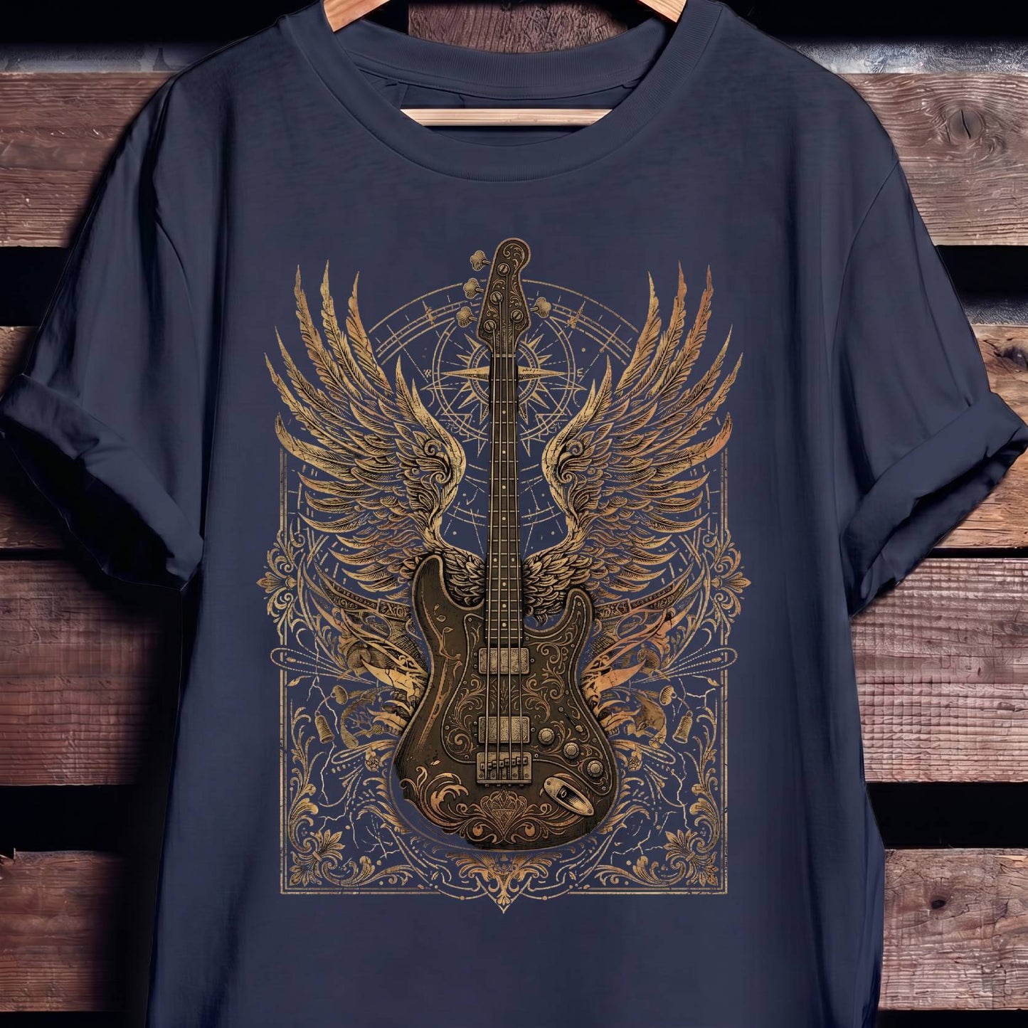 Classic Bass Guitar Wings Tee - The Music Frontiers