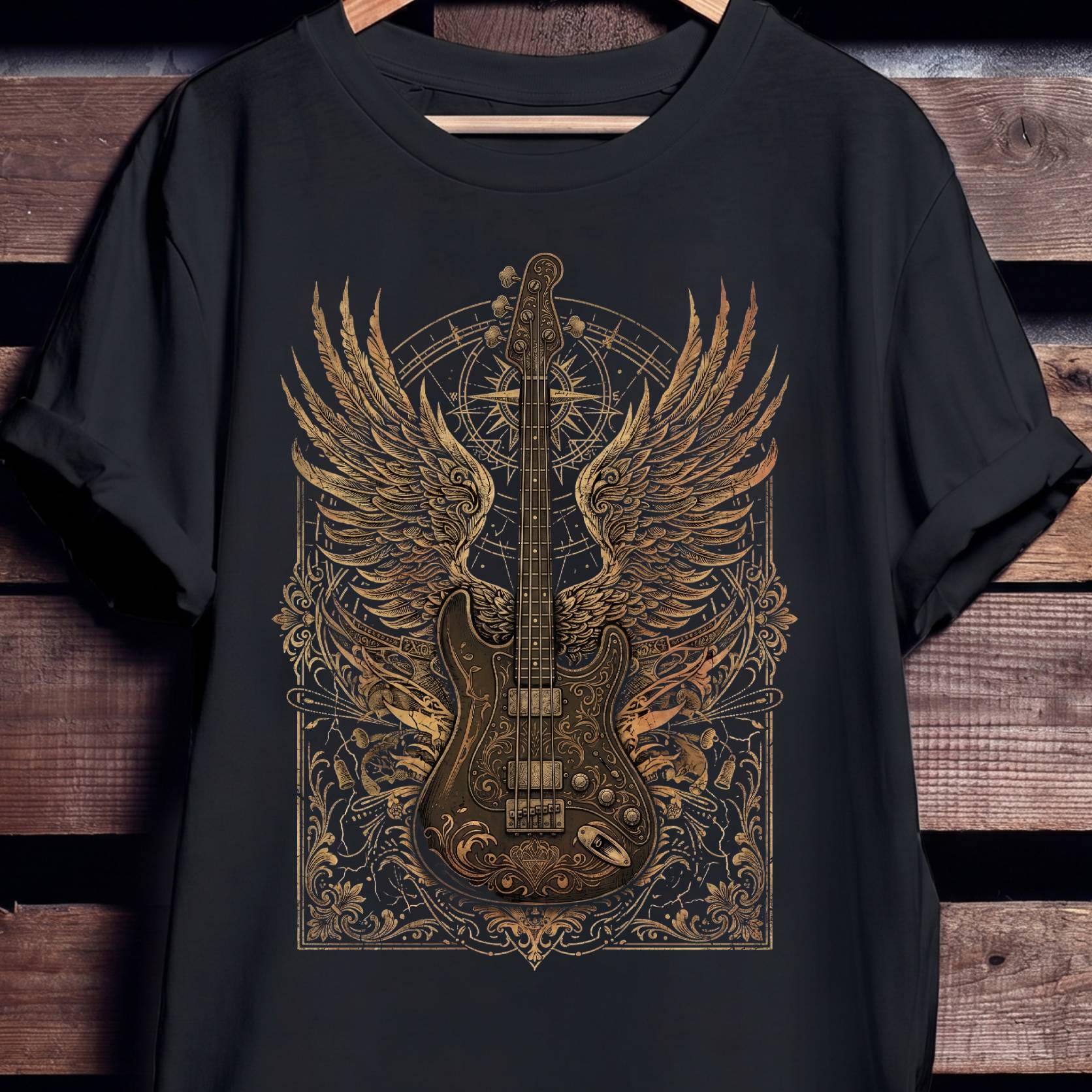 Classic Bass Guitar Wings Tee - The Music Frontiers