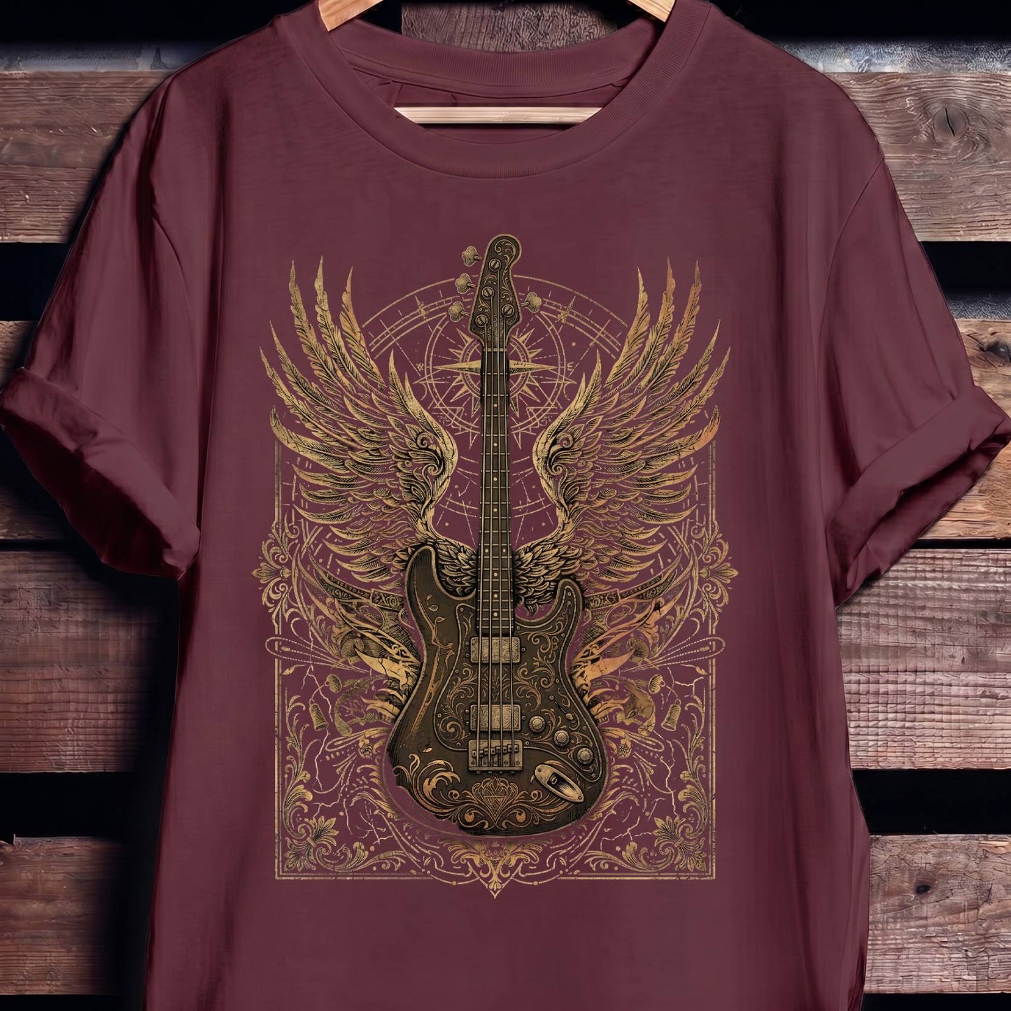 Classic Bass Guitar Wings Tee - The Music Frontiers
