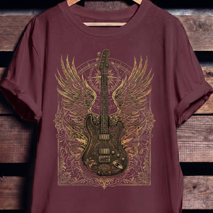 Classic Bass Guitar Wings Tee - The Music Frontiers