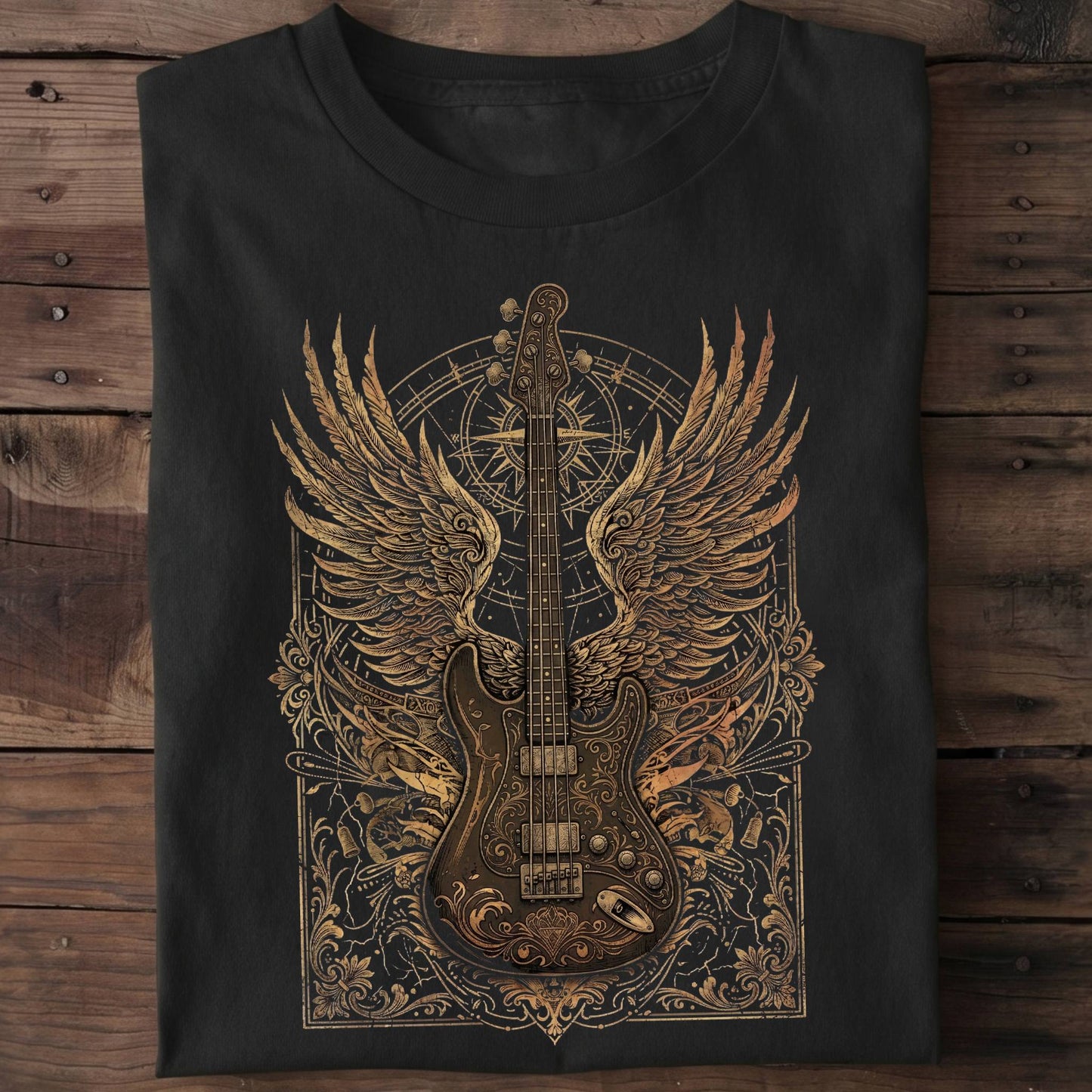 Classic Bass Guitar Wings Tee - The Music Frontiers