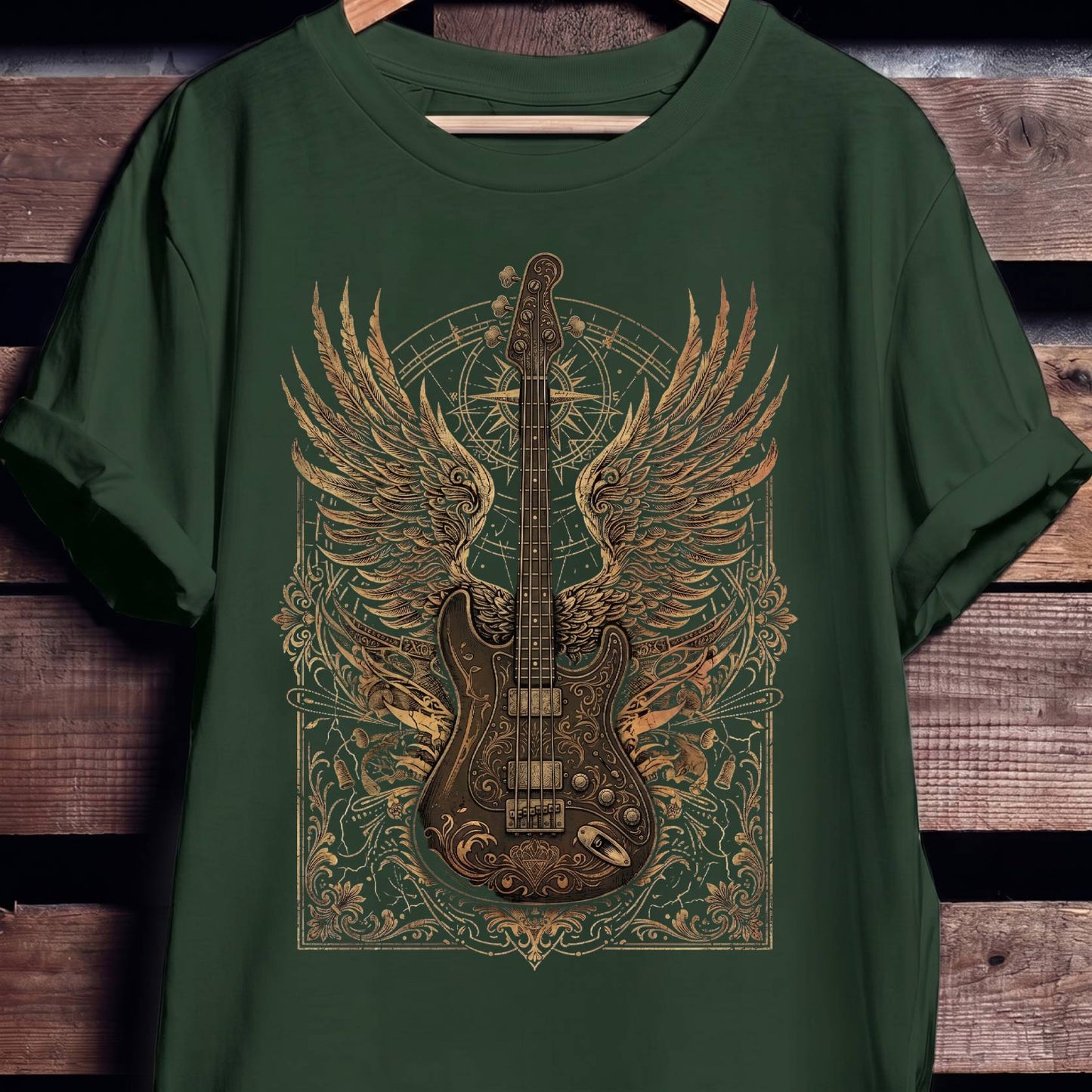 Classic Bass Guitar Wings Tee - The Music Frontiers