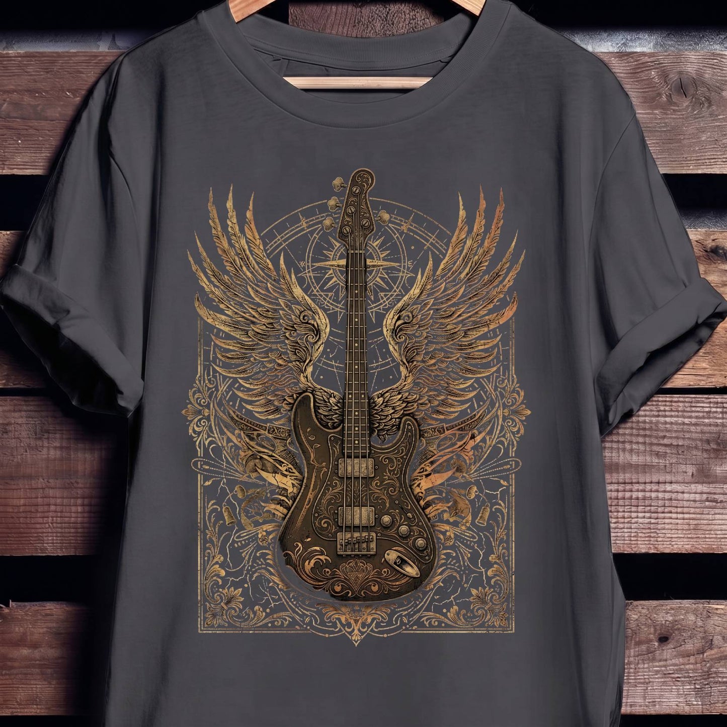 Classic Bass Guitar Wings Tee - The Music Frontiers