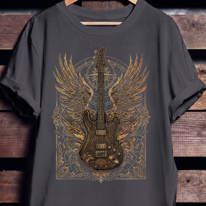 Classic Bass Guitar Wings Tee - The Music Frontiers