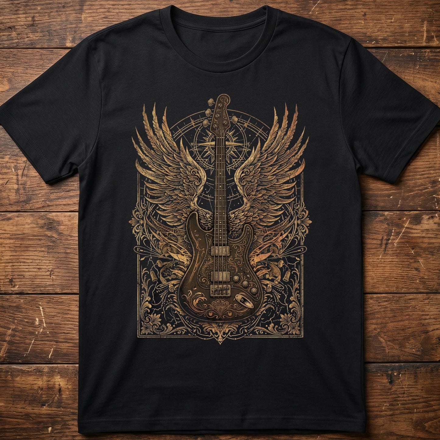 Classic Bass Guitar Wings Tee - The Music Frontiers