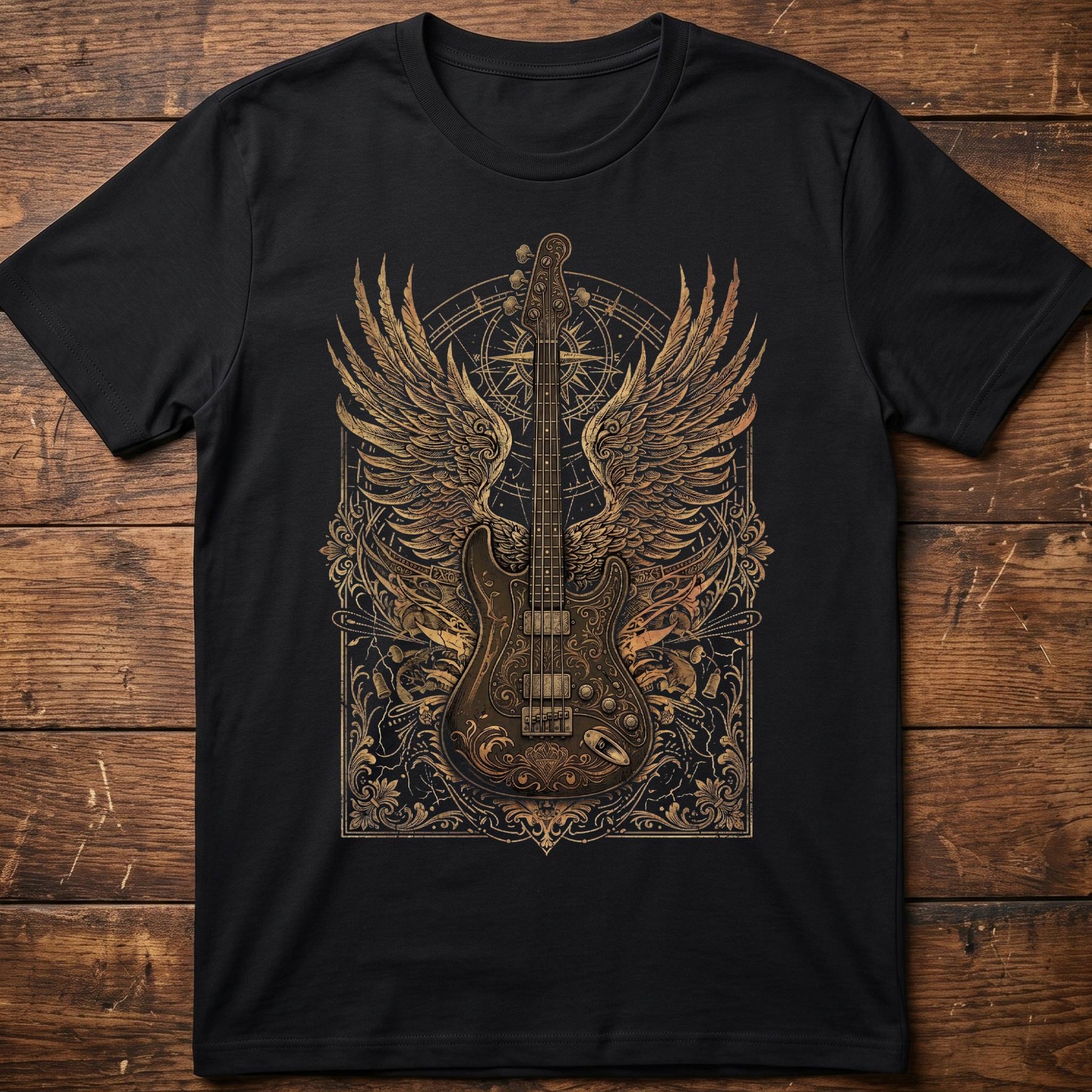 Classic Bass Guitar Wings Tee - The Music Frontiers