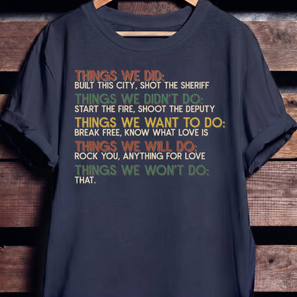 Classic Rock Lyrics List Tee