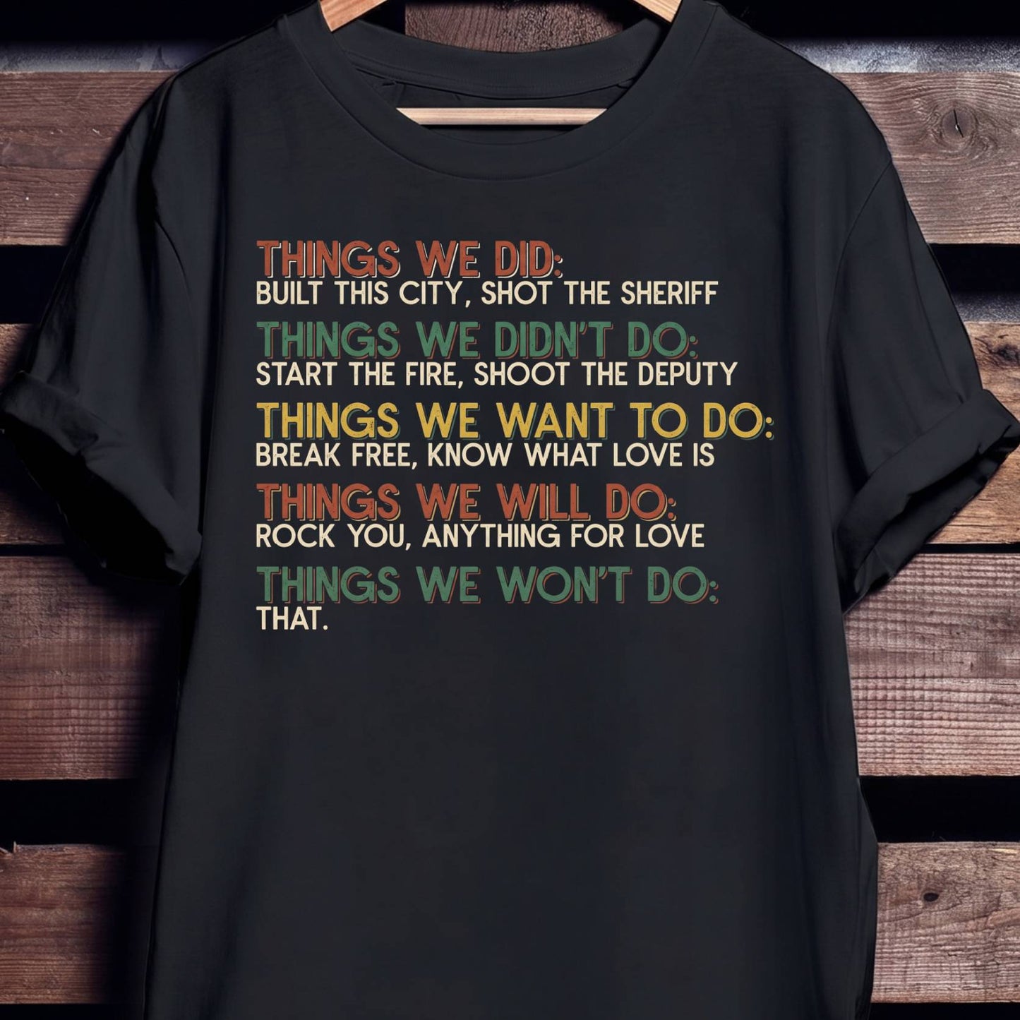 Classic Rock Lyrics List Tee