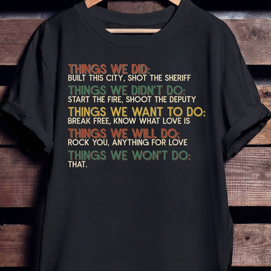 Classic Rock Lyrics List Tee