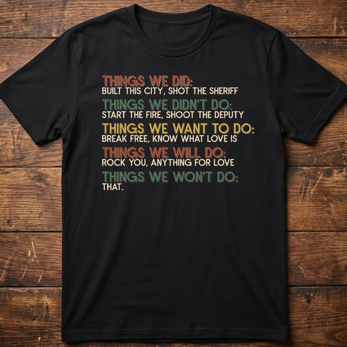 Classic Rock Lyrics List Tee