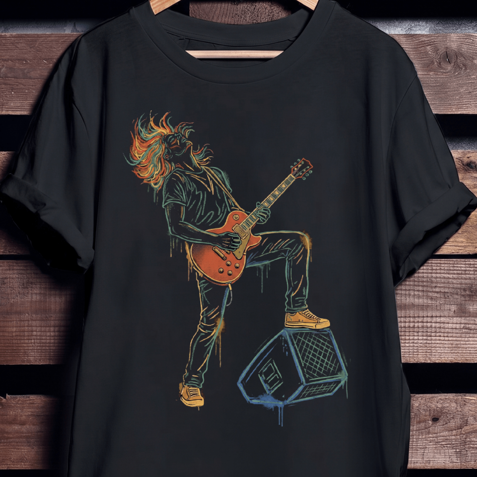 Classic Rock Electric Guitarist Tee - The Music Frontiers