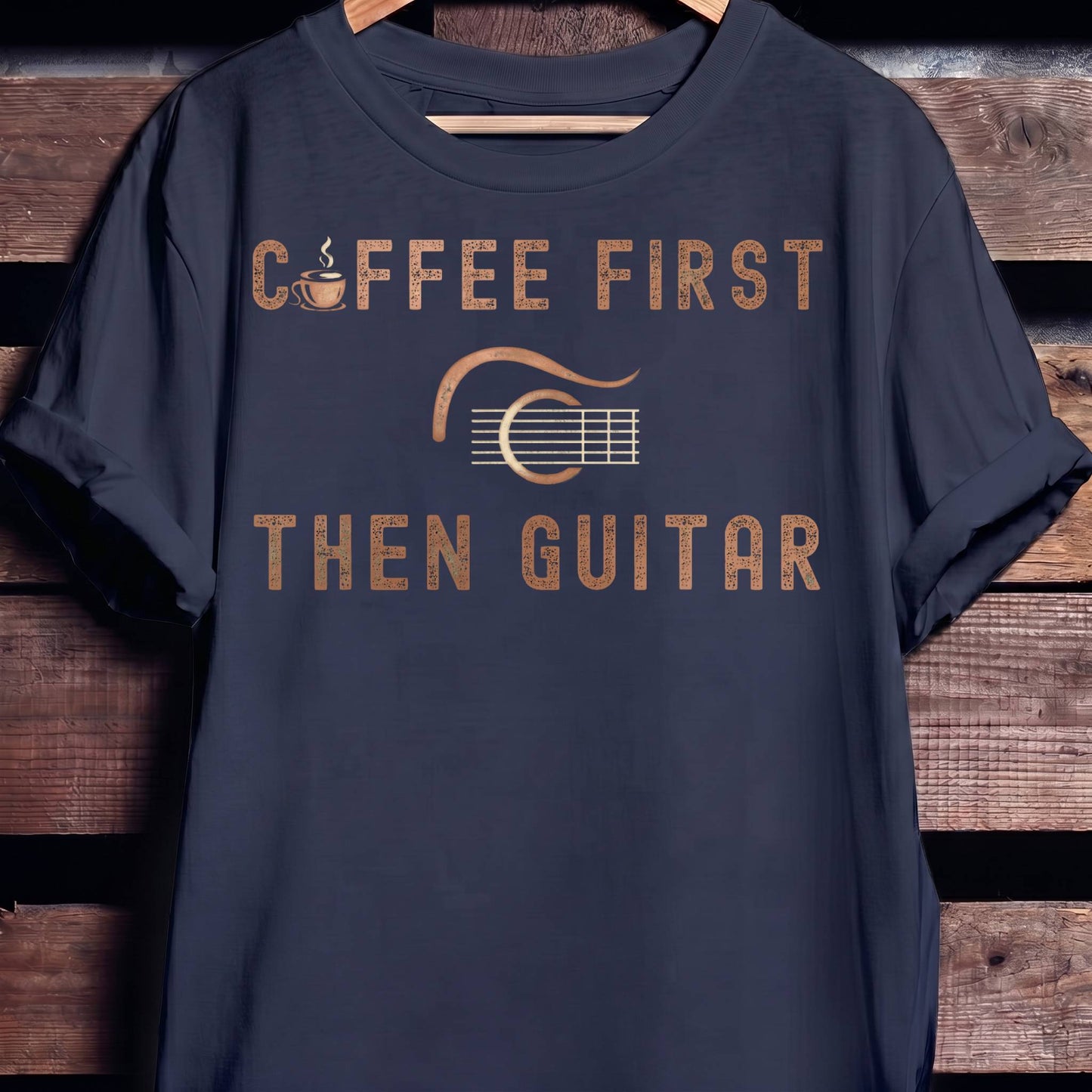 Coffee First Then Guitar Vintage T-Shirt - The Music Frontiers