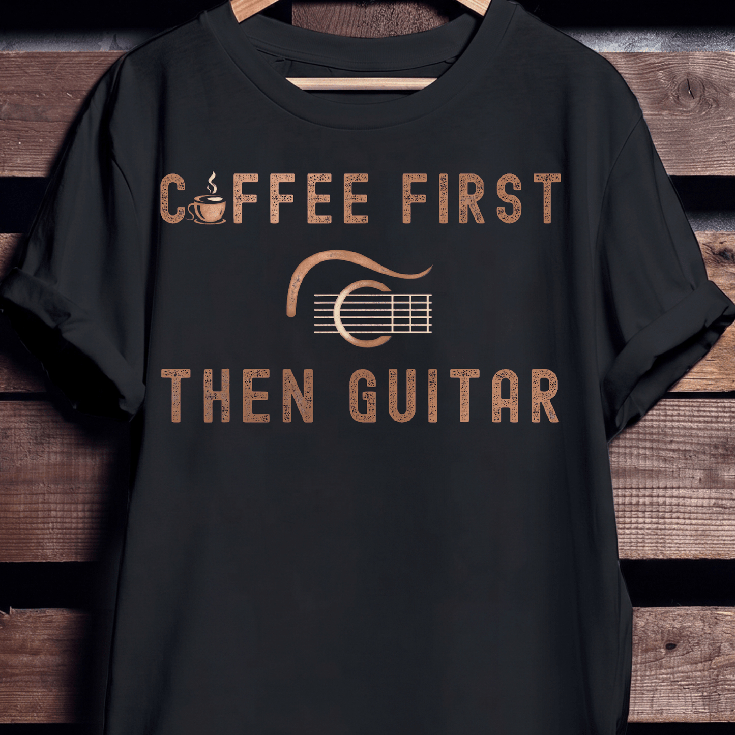 Coffee First Then Guitar Vintage T-Shirt - The Music Frontiers