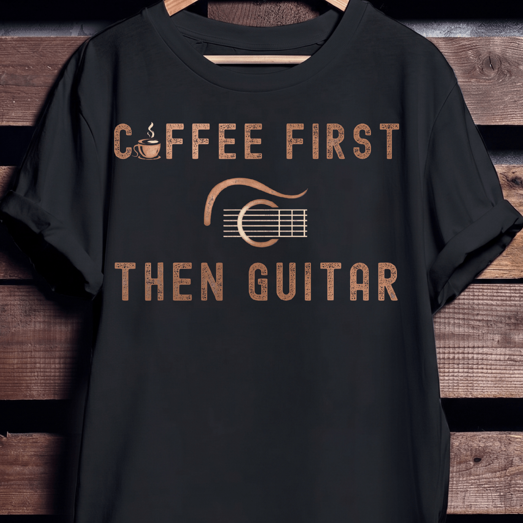 Coffee First Then Guitar Vintage T-Shirt - The Music Frontiers