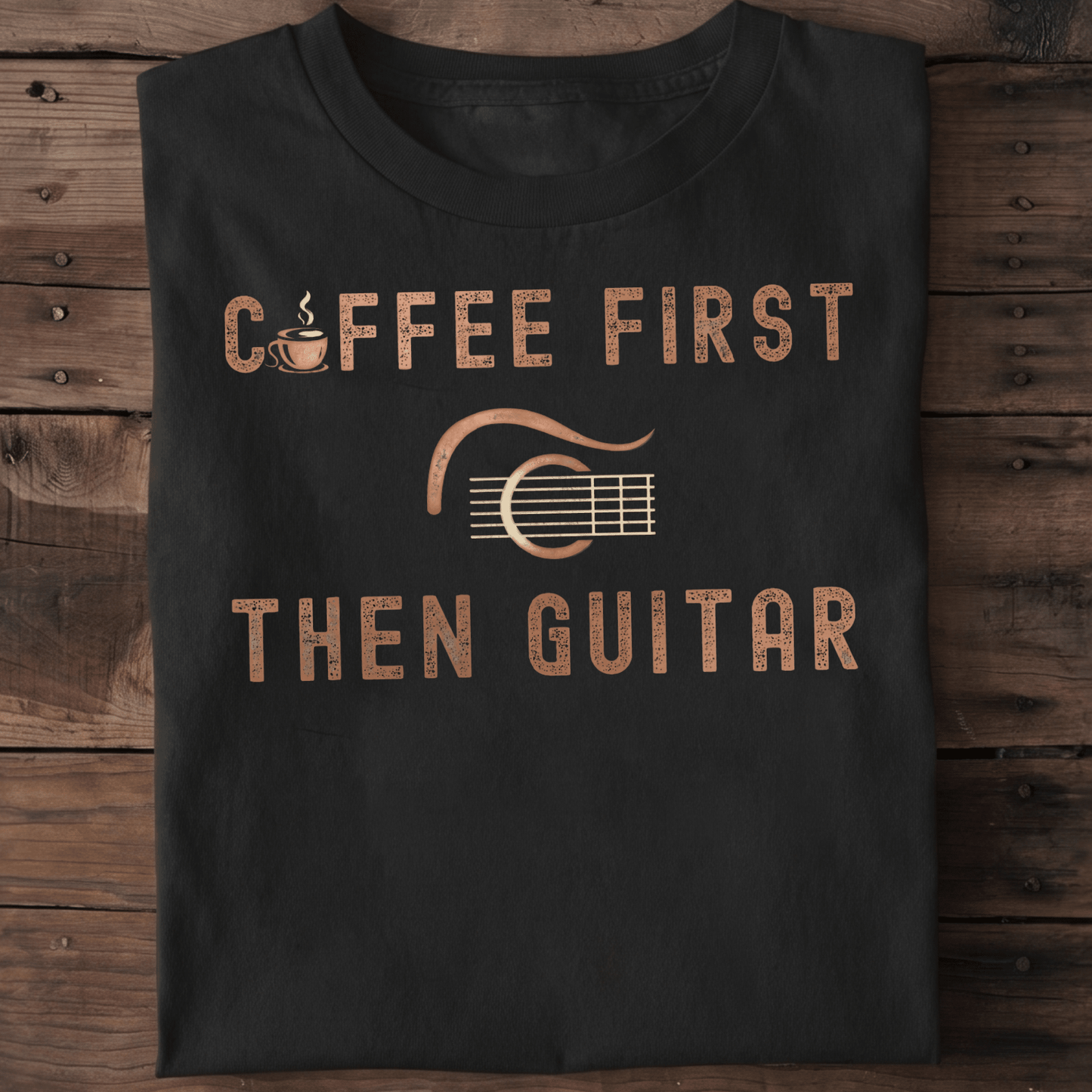 Coffee First Then Guitar Vintage T-Shirt - The Music Frontiers