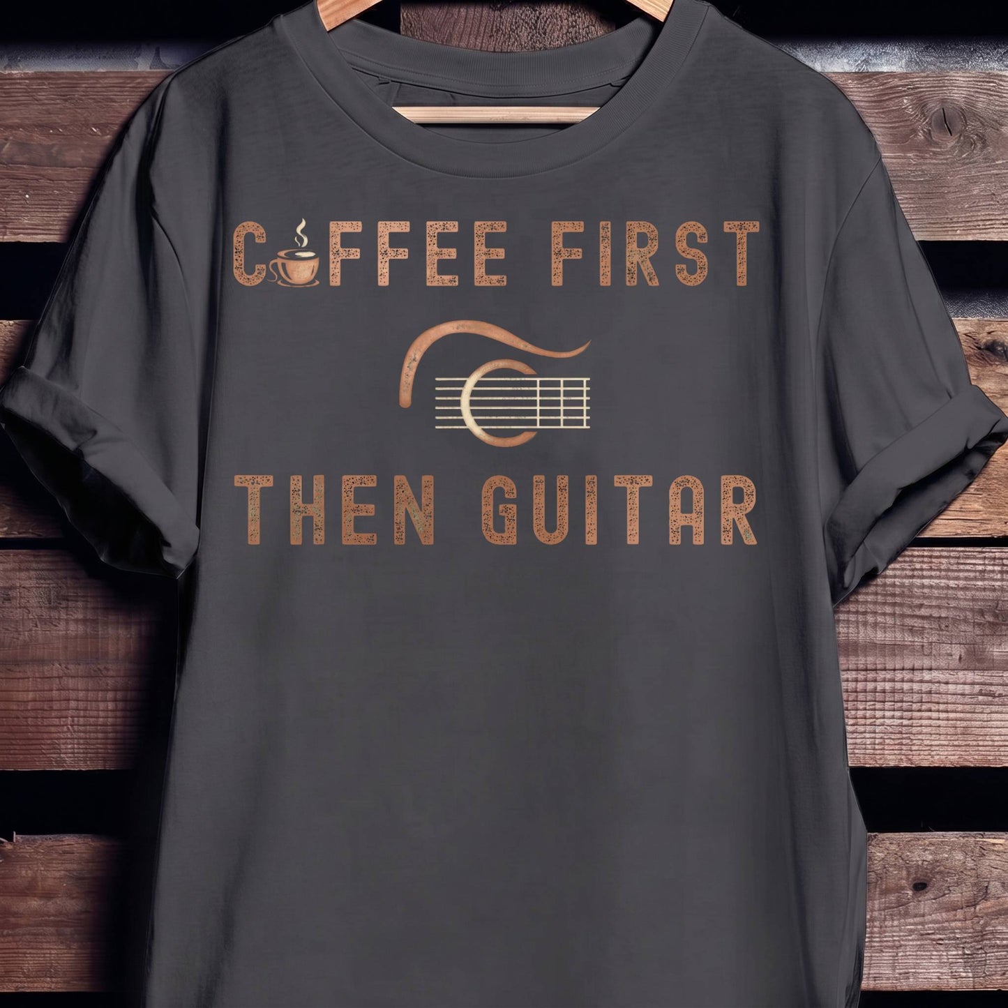 Coffee First Then Guitar Vintage T-Shirt - The Music Frontiers