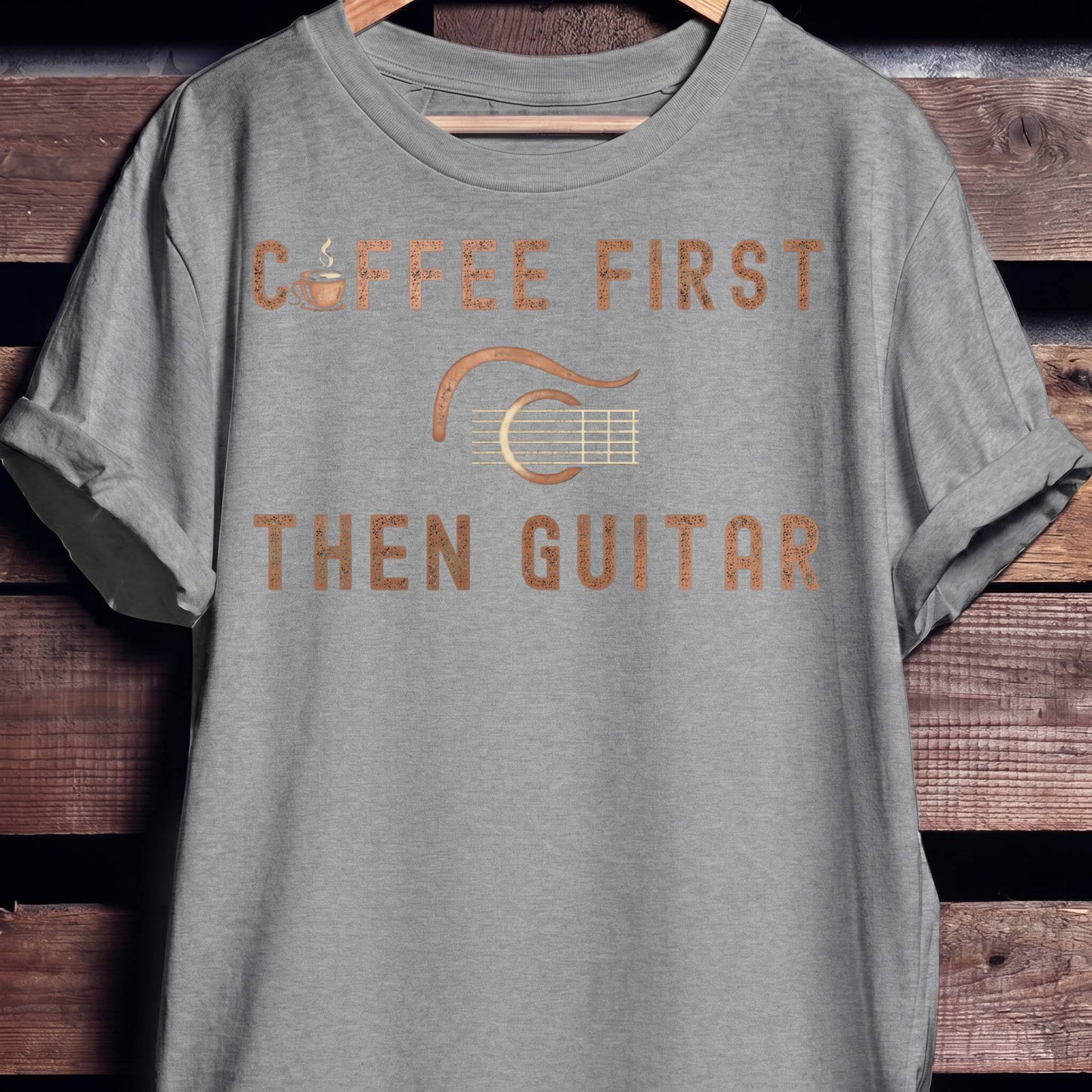 Coffee First Then Guitar Vintage T-Shirt - The Music Frontiers