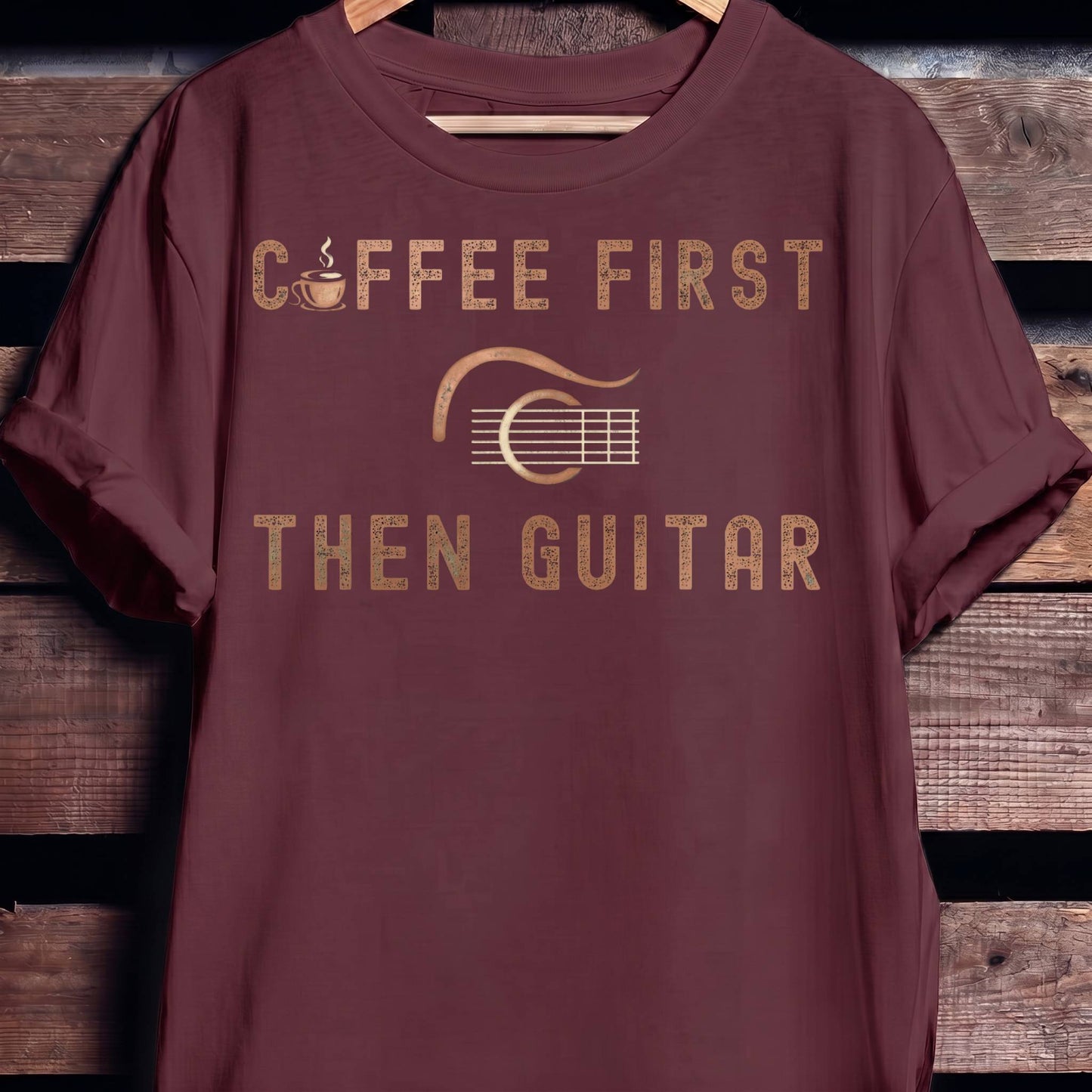 Coffee First Then Guitar Vintage T-Shirt - The Music Frontiers
