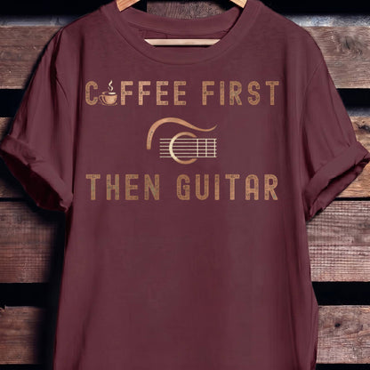 Coffee First Then Guitar Vintage T-Shirt - The Music Frontiers