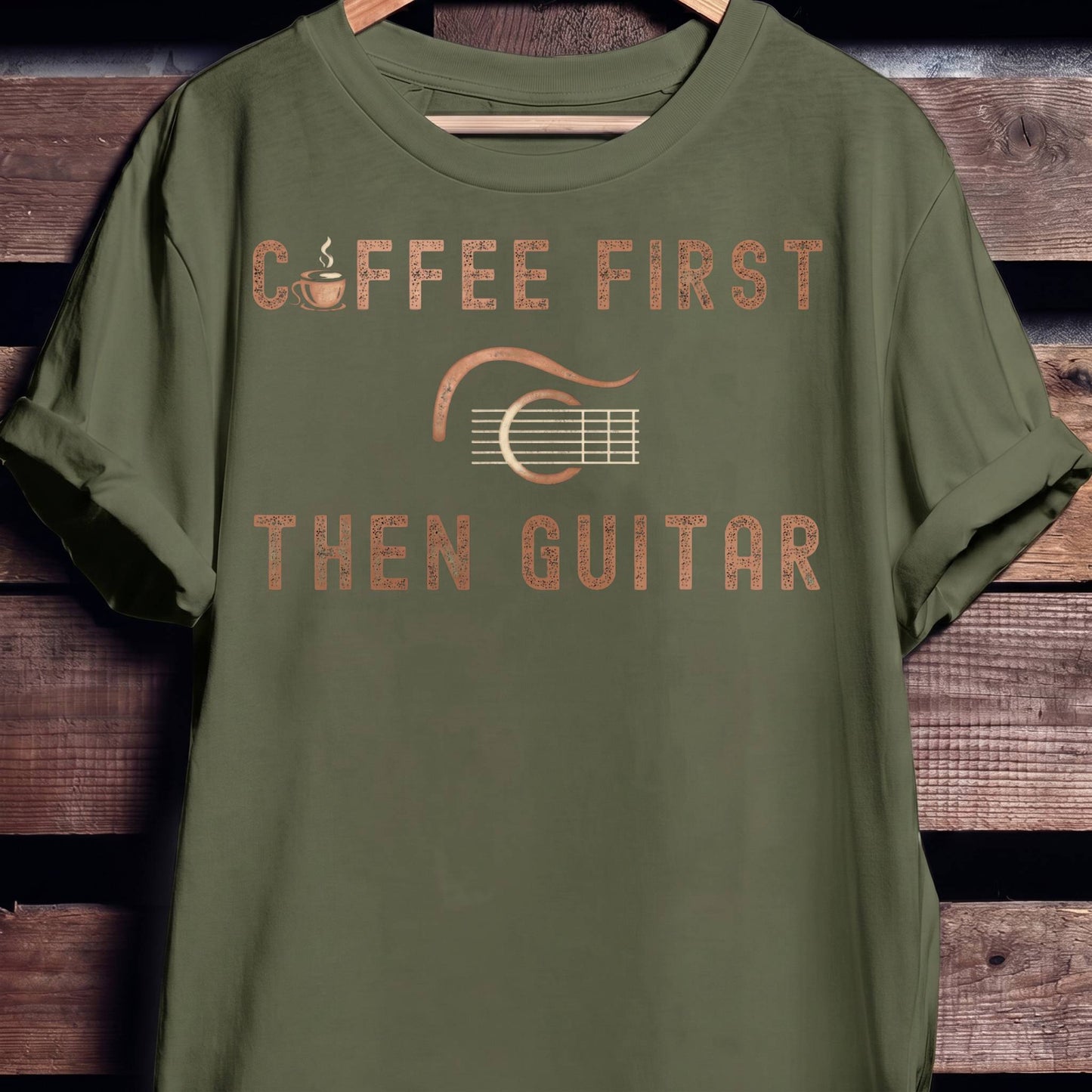 Coffee First Then Guitar Vintage T-Shirt - The Music Frontiers