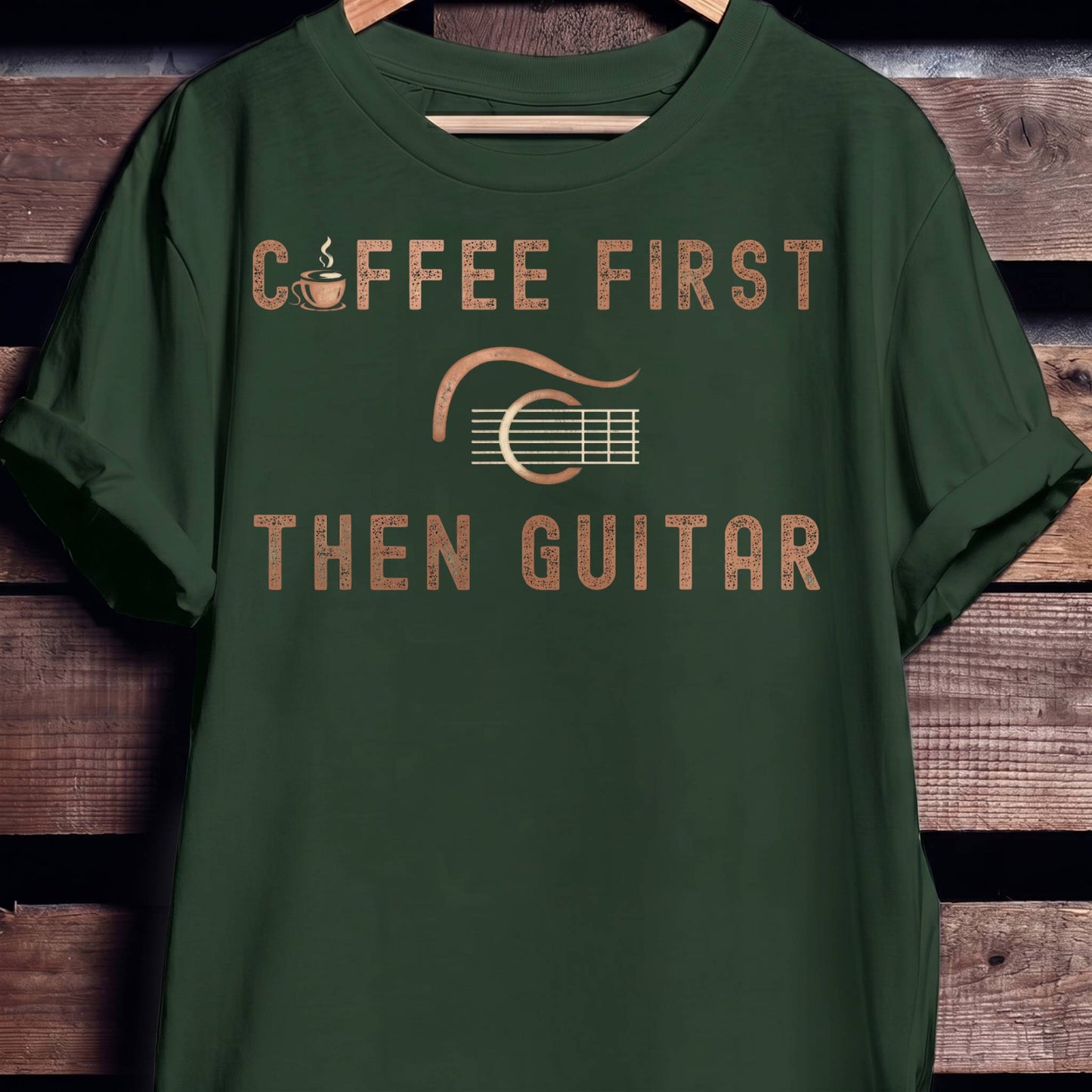 Coffee First Then Guitar Vintage T-Shirt - The Music Frontiers