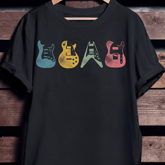 Colorful Pop Art Electric Guitar Bodies T-Shirt - The Music Frontiers