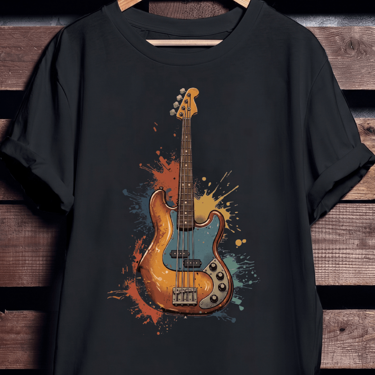Colorful Splash Bass Guitar Tee - The Music Frontiers