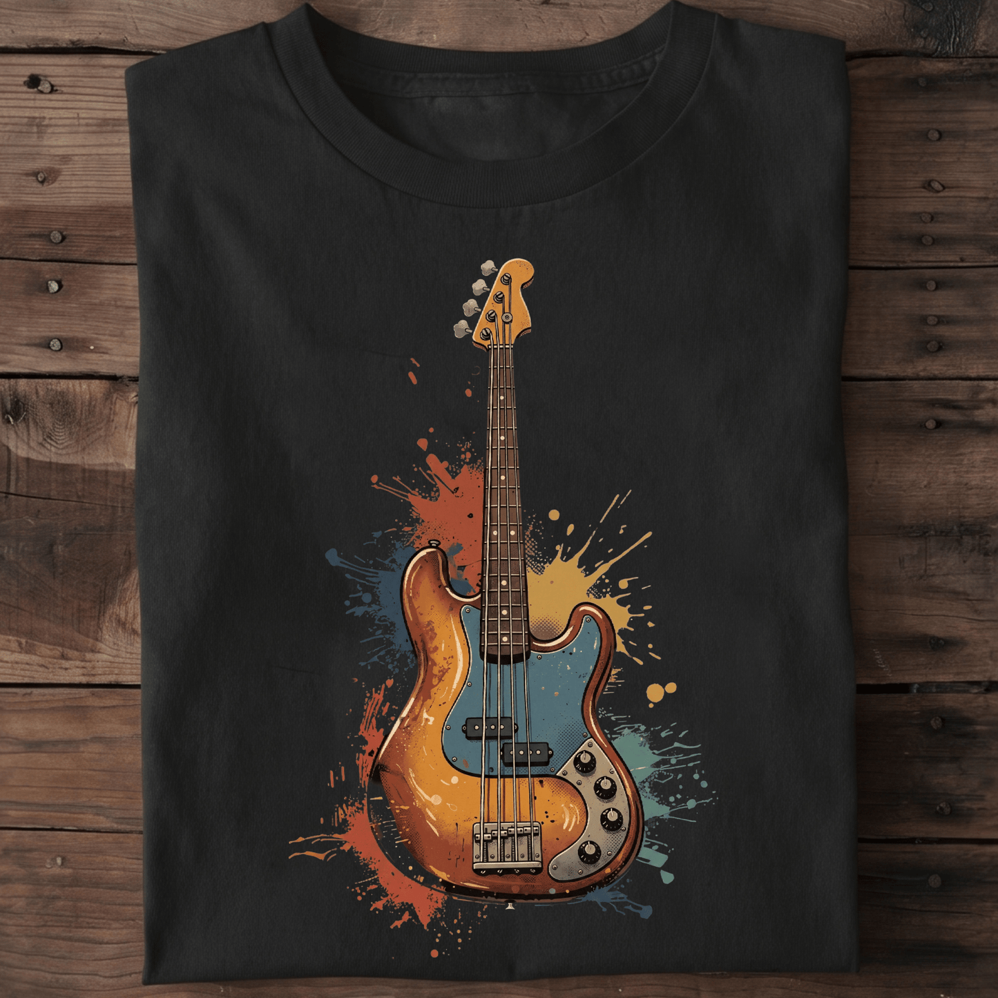 Colorful Splash Bass Guitar Tee - The Music Frontiers