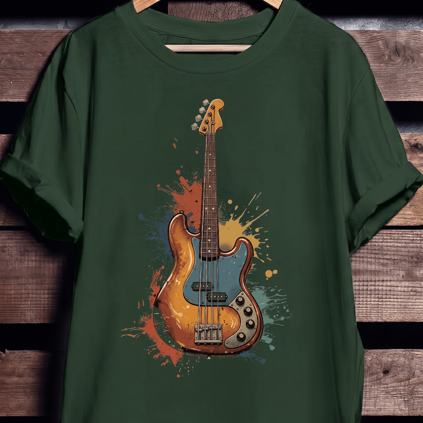 Colorful Splash Bass Guitar Tee - The Music Frontiers