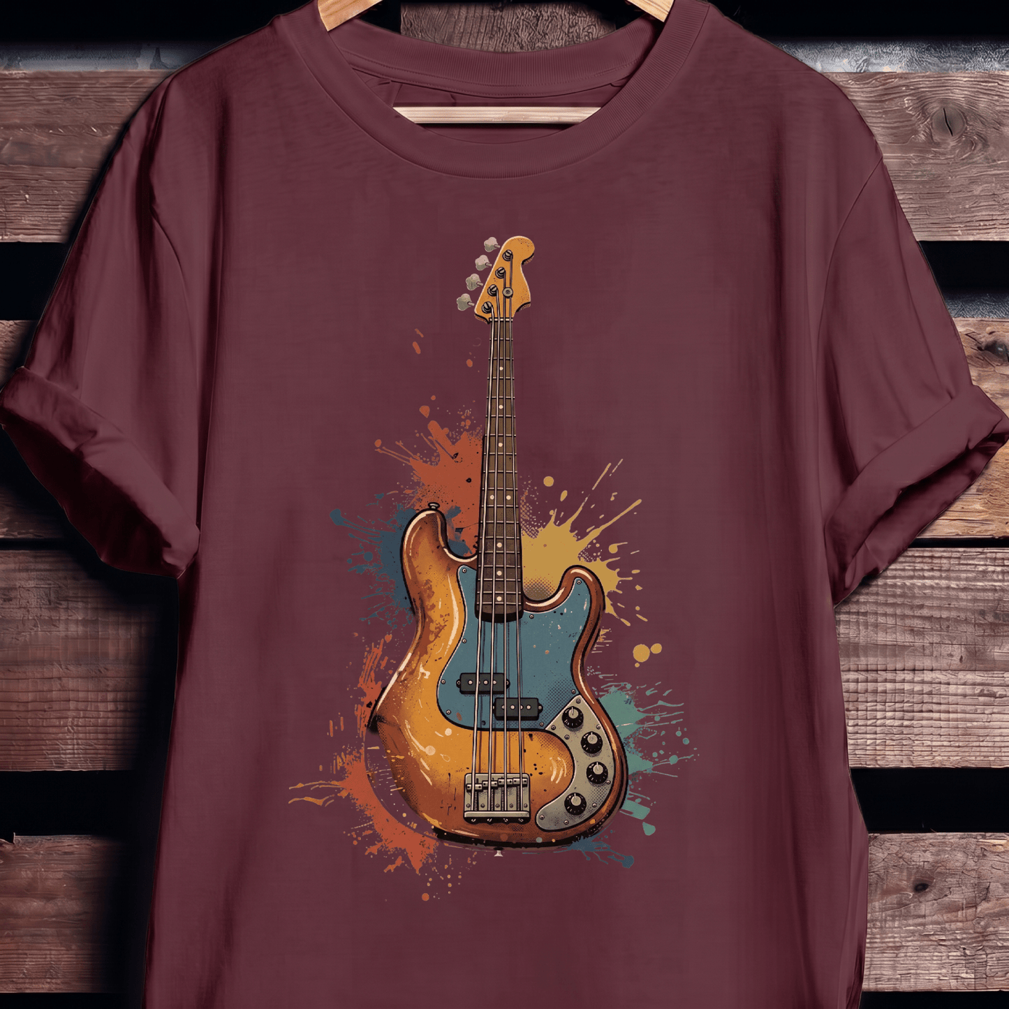 Colorful Splash Bass Guitar Tee - The Music Frontiers