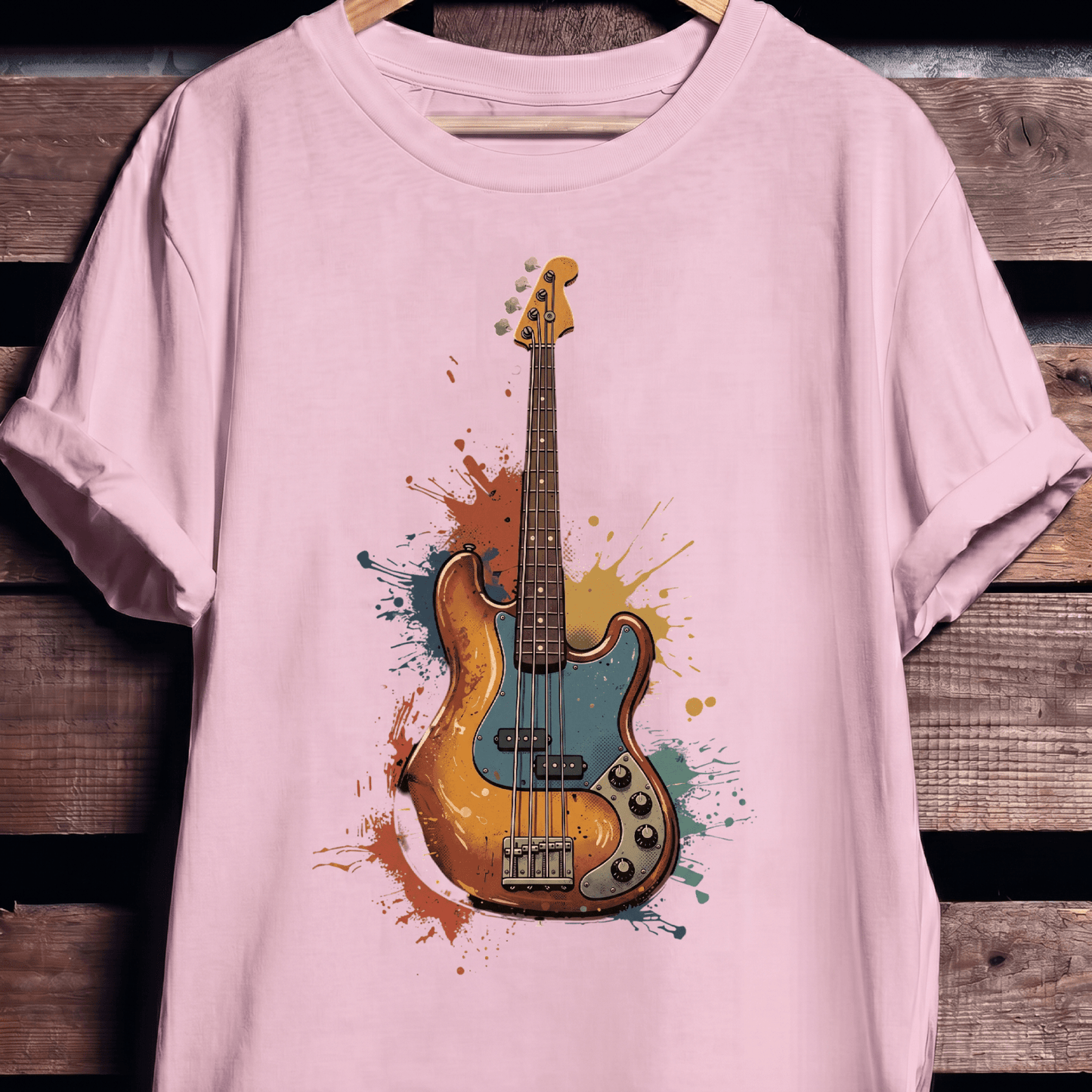 Colorful Splash Bass Guitar Tee - The Music Frontiers