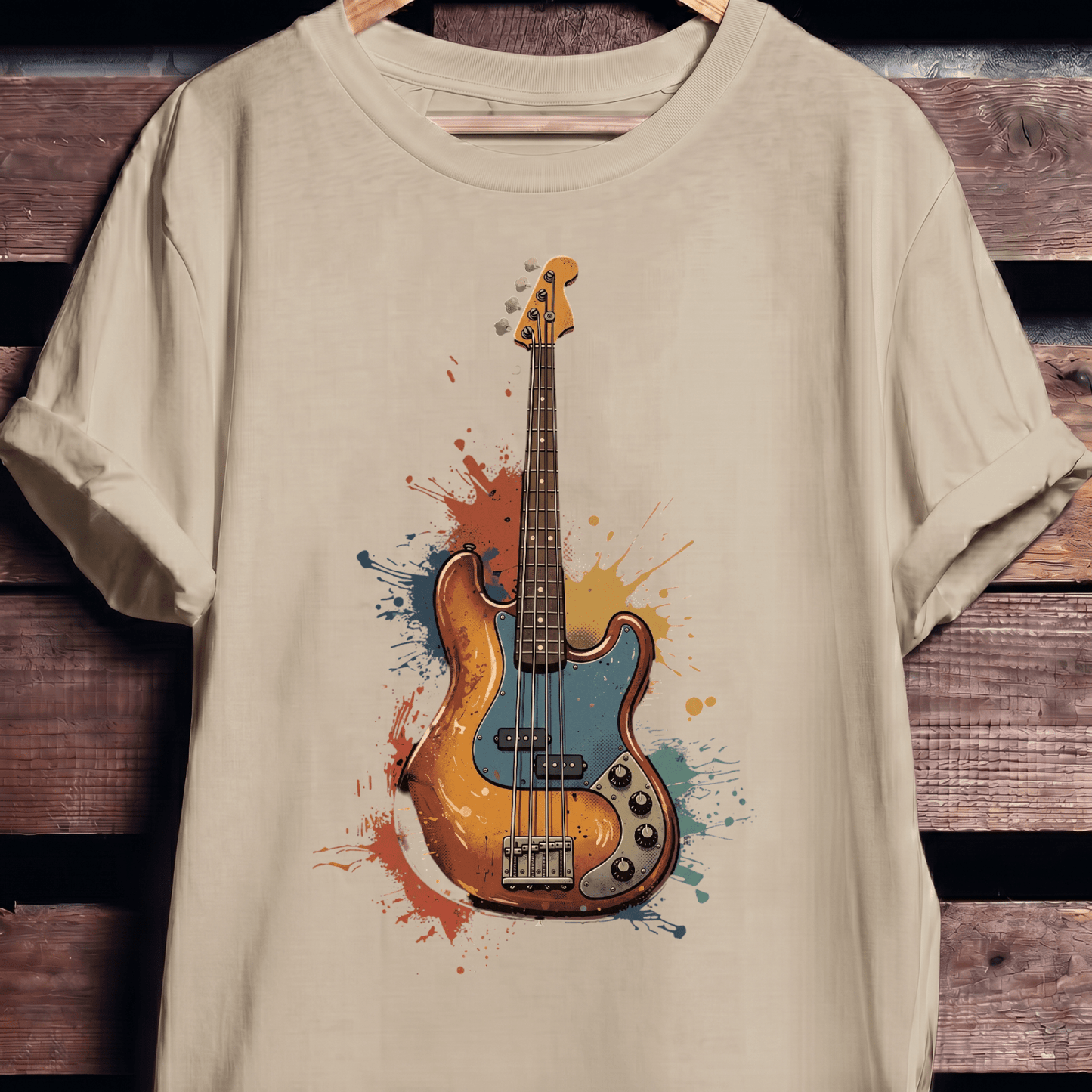Colorful Splash Bass Guitar Tee - The Music Frontiers
