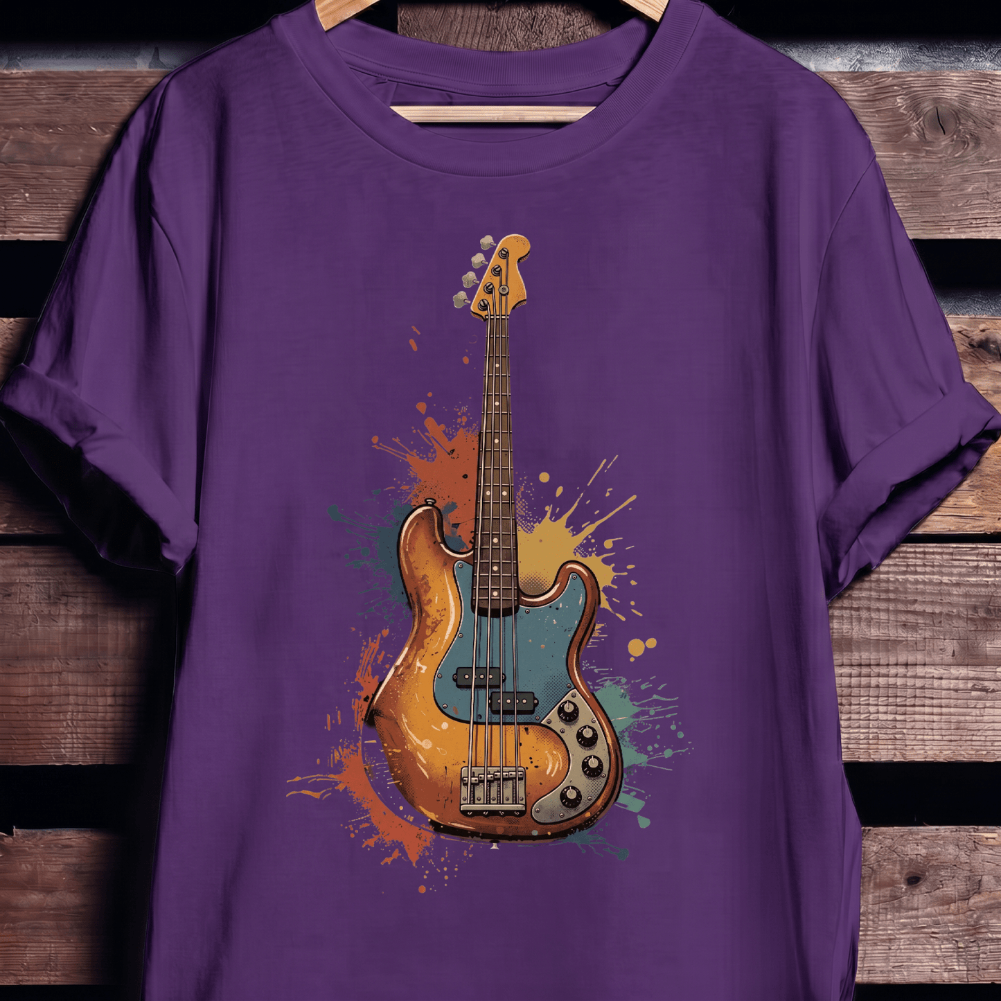 Colorful Splash Bass Guitar Tee - The Music Frontiers