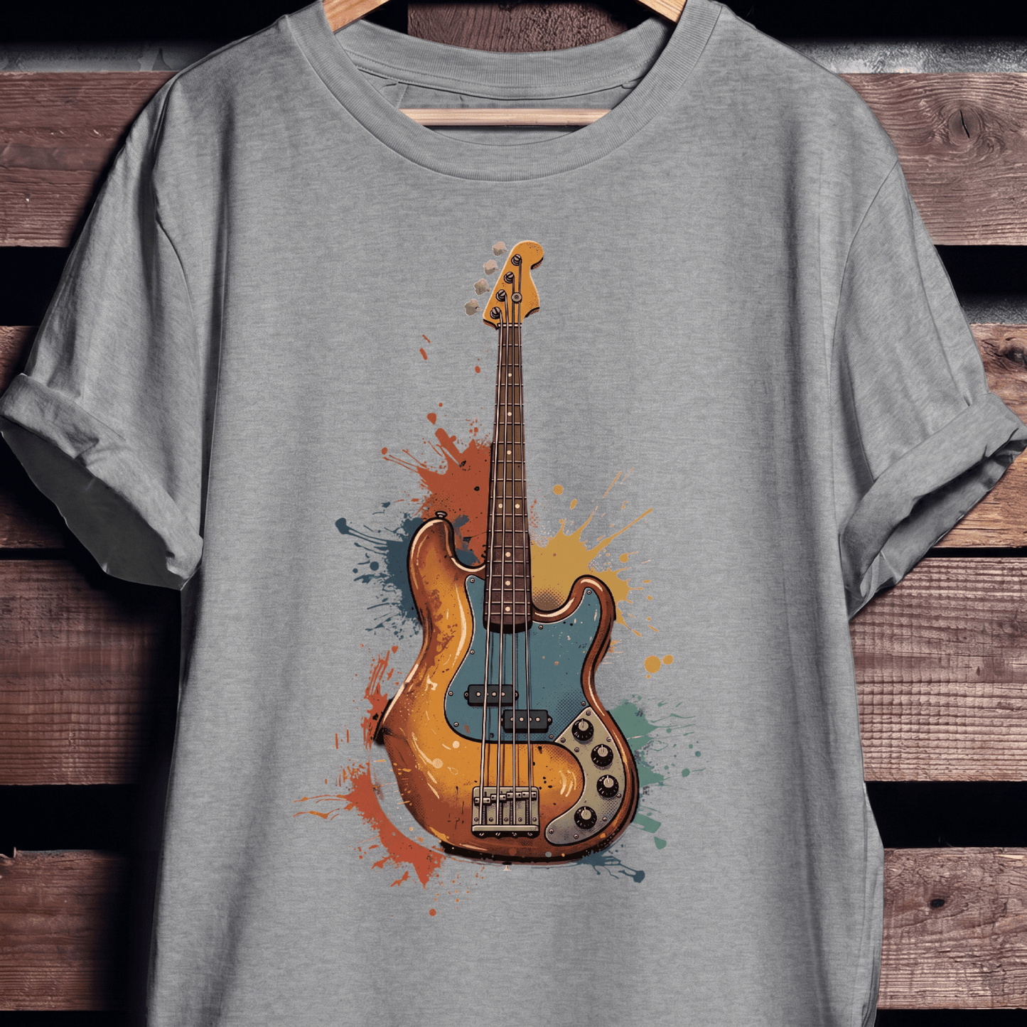 Colorful Splash Bass Guitar Tee - The Music Frontiers