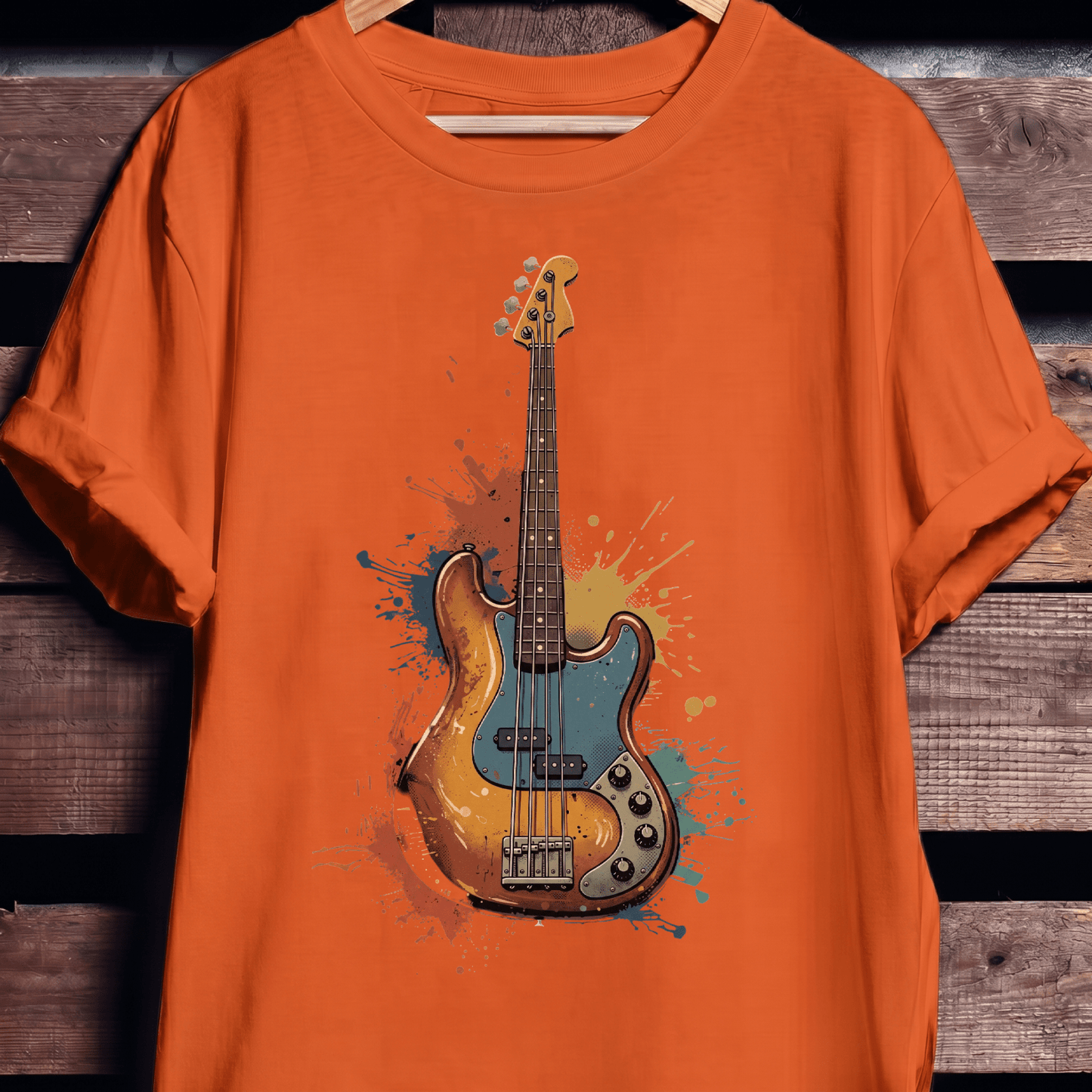 Colorful Splash Bass Guitar Tee - The Music Frontiers
