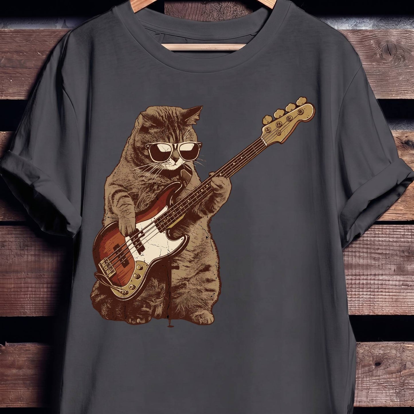 Cool Cat Bassist Graphic Tee - The Music Frontiers