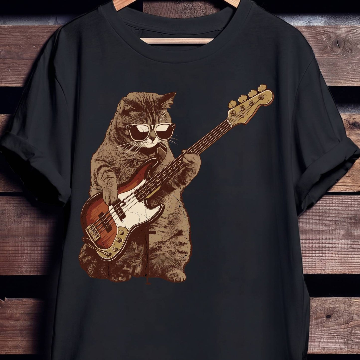 Cool Cat Bassist Graphic Tee - The Music Frontiers