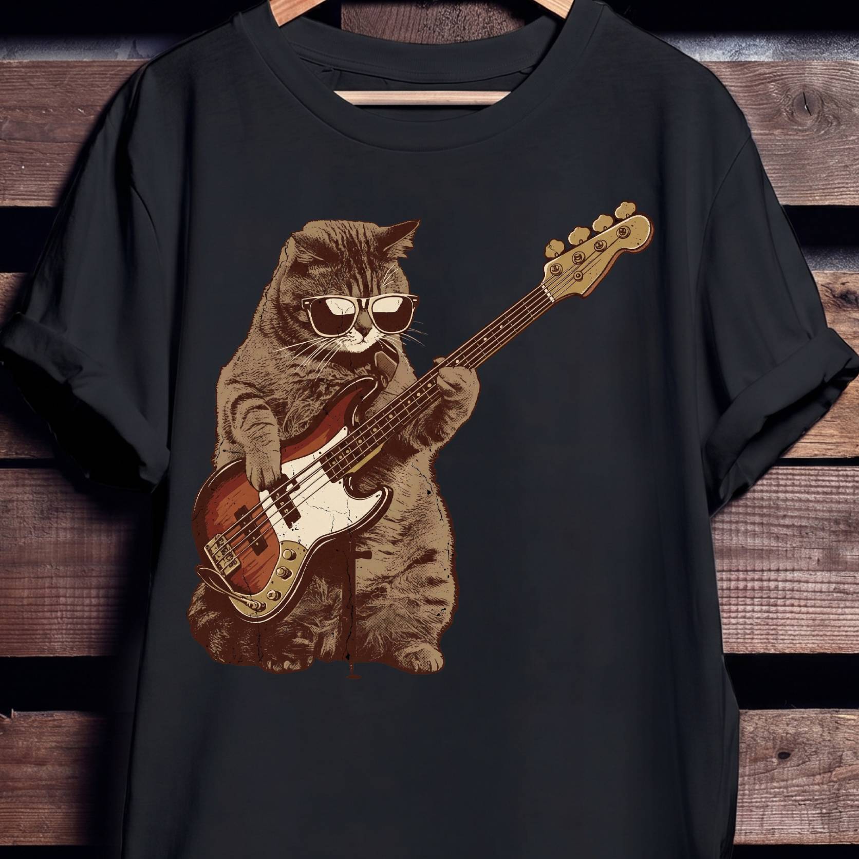 Cool Cat Bassist Graphic Tee - The Music Frontiers