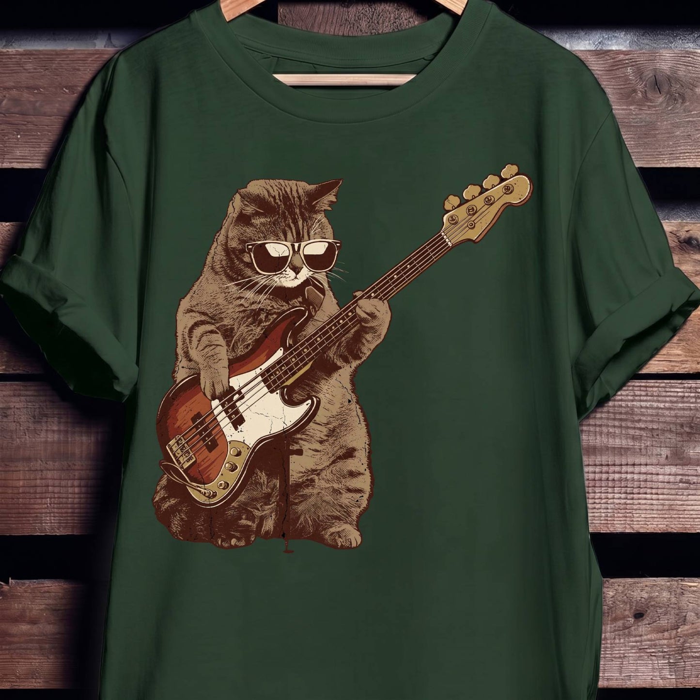 Cool Cat Bassist Graphic Tee - The Music Frontiers