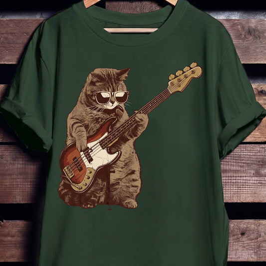 Cool Cat Bassist Graphic Tee - The Music Frontiers