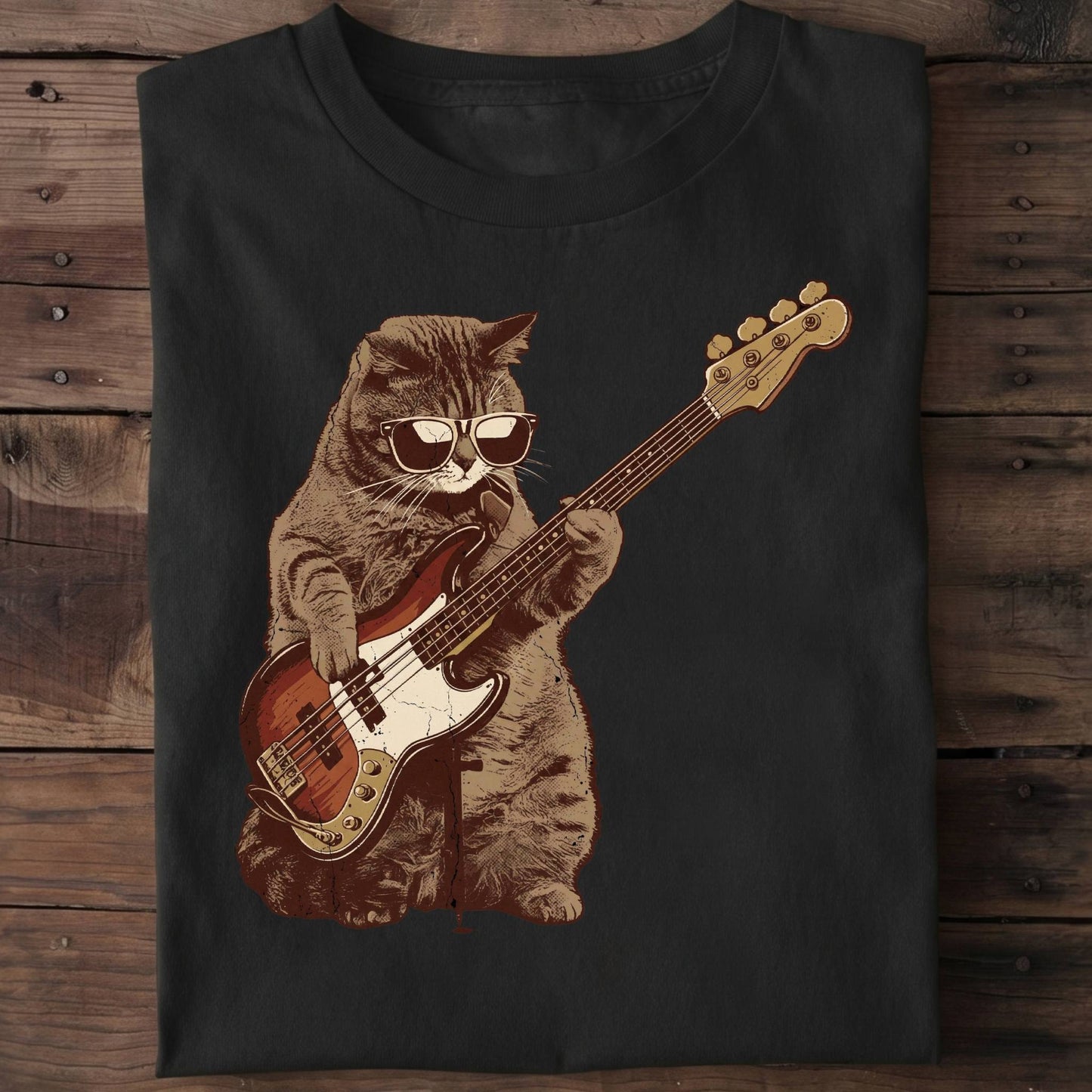 Cool Cat Bassist Graphic Tee - The Music Frontiers