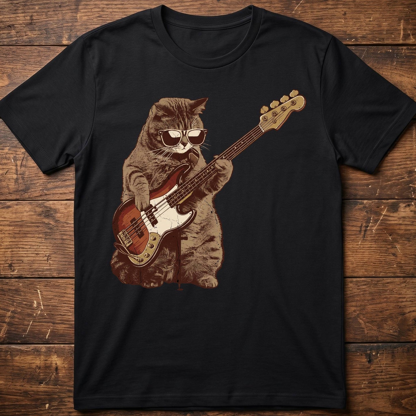 Cool Cat Bassist Graphic Tee - The Music Frontiers