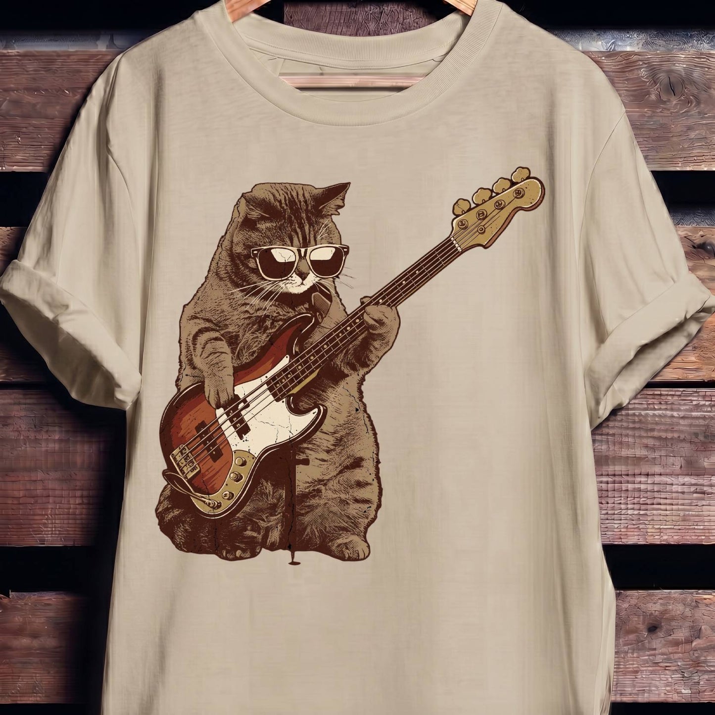 Cool Cat Bassist Graphic Tee - The Music Frontiers