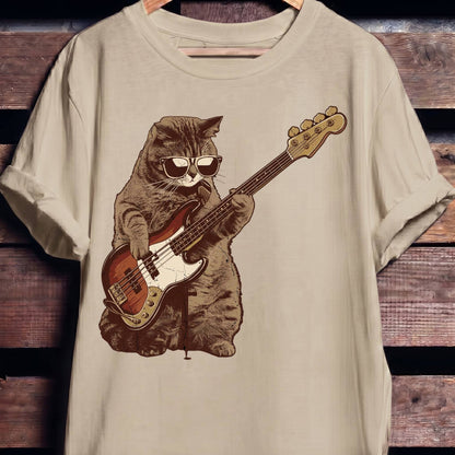 Cool Cat Bassist Graphic Tee - The Music Frontiers