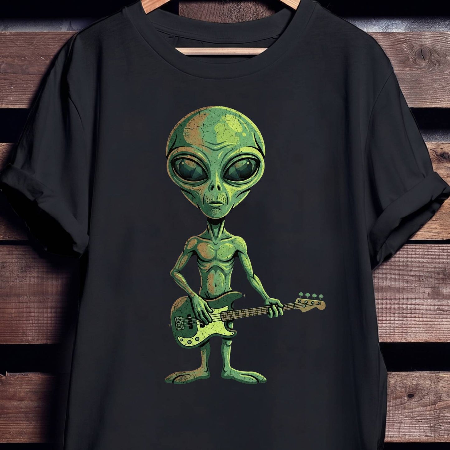 Cool Alien Bassist Graphic T-Shirt - Unisex Standard T-Shirt