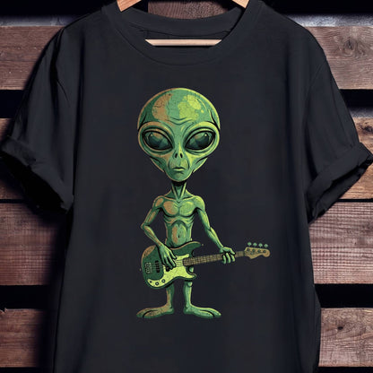 Cool Alien Bassist Graphic T-Shirt - Unisex Standard T-Shirt