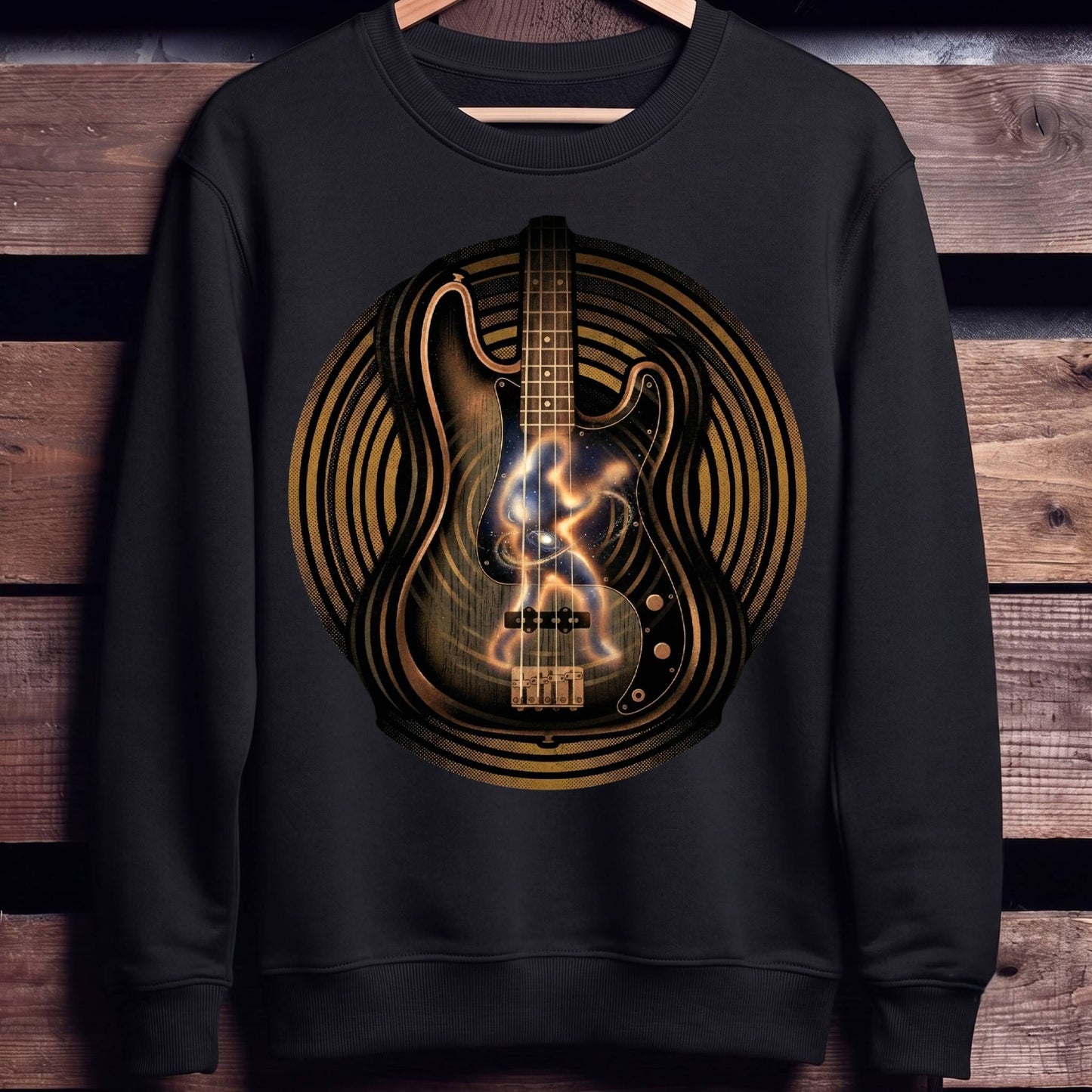 Cosmic Bass Player Galaxy Tee - Unisex Standard Crew Neck Sweatshirt