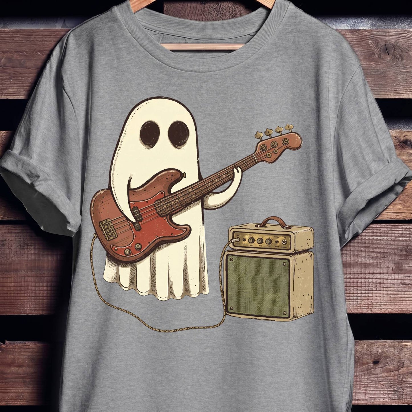 Cute Ghost Bassist Graphic Tee - The Music Frontiers