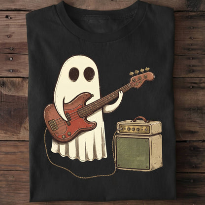 Cute Ghost Bassist Graphic Tee - The Music Frontiers